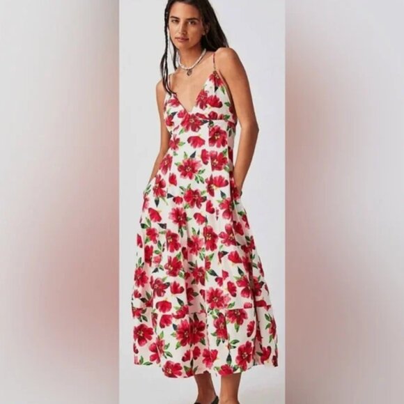 NWT Free People Finer Things Printed Midi Dress - XS - Picture 2 of 10
